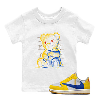 1s Travis Scott Canary shirt to match jordans Neon Bear sneaker tees Air Jordan 1 Travis Scott Canary SNRT sneaker release tees baby toddler White 1 cotton Shirt