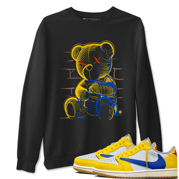1s Travis Scott Canary shirt to match jordans Neon Bear sneaker tees Air Jordan 1 Travis Scott Canary SNRT Sneaker Release Tees unisex cotton Black 1 crew neck shirt