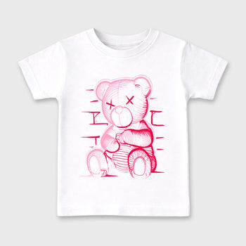 Neon Bear affordable baby and kids t-shirt designed to match the Jordan 1 Low x Travis Scott Tropical Pink, featuring coordinated White 2 options for the perfect little sneakerhead streetwear look.
