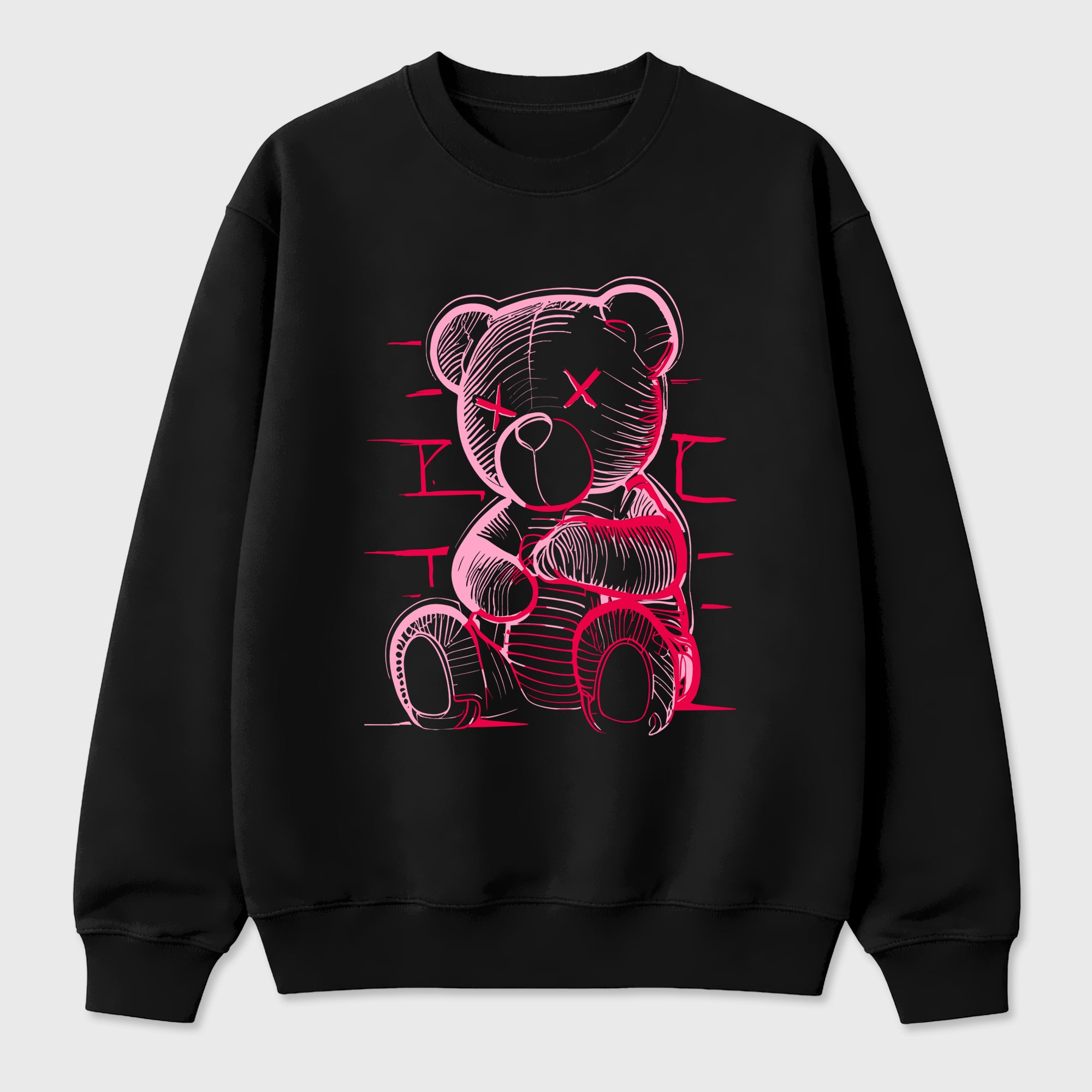 Neon Bear Graphic T-Shirt sneaker match tee designed for the Jordan 1 Low x Travis Scott Tropical Pink, featuring coordinated color options for a perfect streetwear match. Black 2 shirt.