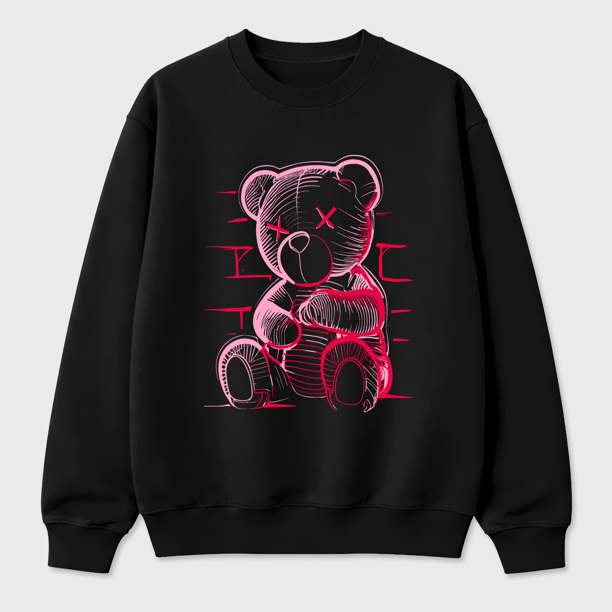 Neon Bear Graphic T-Shirt sneaker match tee designed for the Jordan 1 Low x Travis Scott Tropical Pink, featuring coordinated color options for a perfect streetwear match. Black 2 shirt.