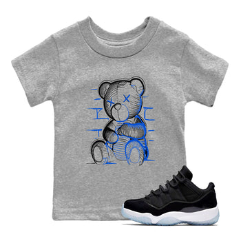 11s Black and Varsity Royal shirt to match jordans Neon Bear sneaker tees AJ11 Black and Varsity Royal SNRT sneaker release tees baby toddler Heather Grey 1 cotton Shirt