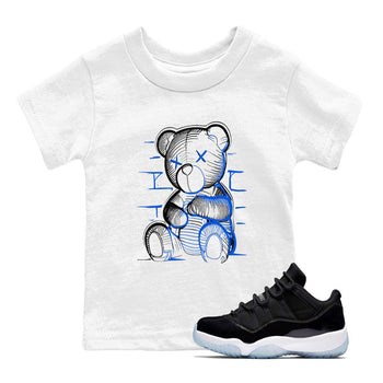 11s Black and Varsity Royal shirt to match jordans Neon Bear sneaker tees AJ11 Black and Varsity Royal SNRT sneaker release tees baby toddler White 1 cotton Shirt