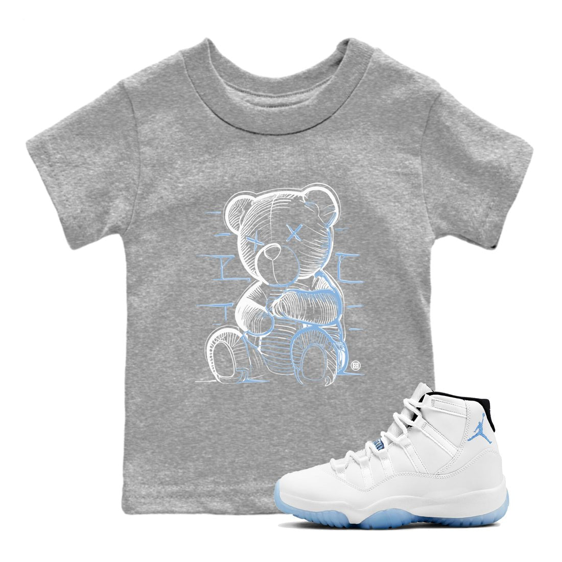 11 Legend Blue Shirts To Match Jordans Neon Bear Sneaker Shirts Air Jordan 11 Legend Blue SNRT Sneaker Release Tees Baby Youth Toddler Heather Grey 1 crew neck shirts