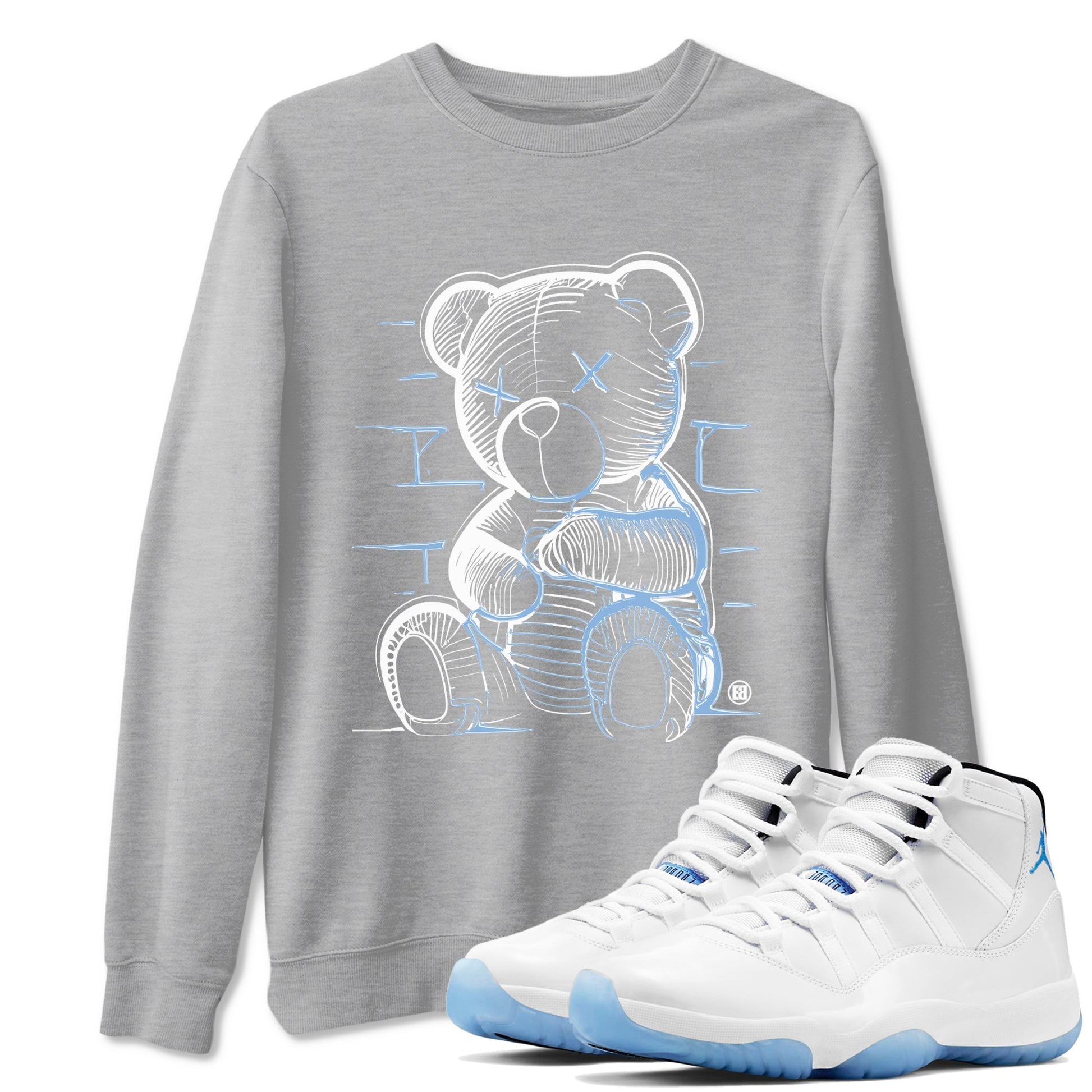 11 Legend Blue Shirts To Match Jordans Neon Bear Sneaker Shirts Air Jordan 11 Legend Blue SNRT Sneaker Release Tees Unisex Cotton Crew Neck Heather Grey 1 crew neck shirts