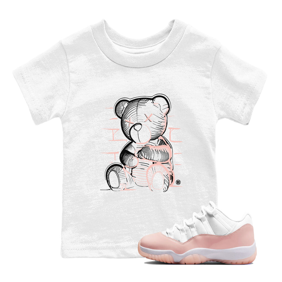 11s Legend Pink shirts to match jordans Neon Bear sneaker match tees Air Jordan 11 Legend Pink SNRT Sneaker Tees streetwear brand Baby and Youth White 1 cotton tee