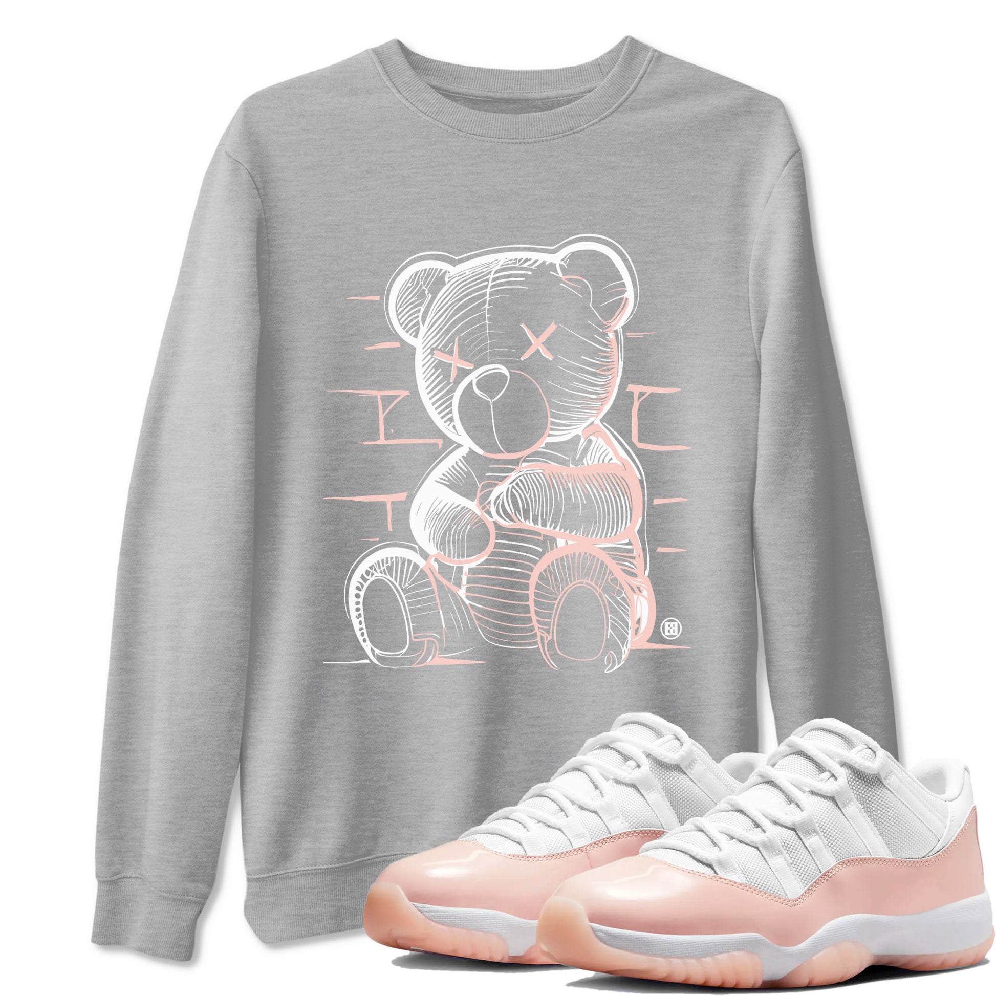 11s Legend Pink shirts to match jordans Neon Bear sneaker match tees Air Jordan 11 Legend Pink SNRT Sneaker Tees streetwear brand Heather Grey 1 unisex cotton tee