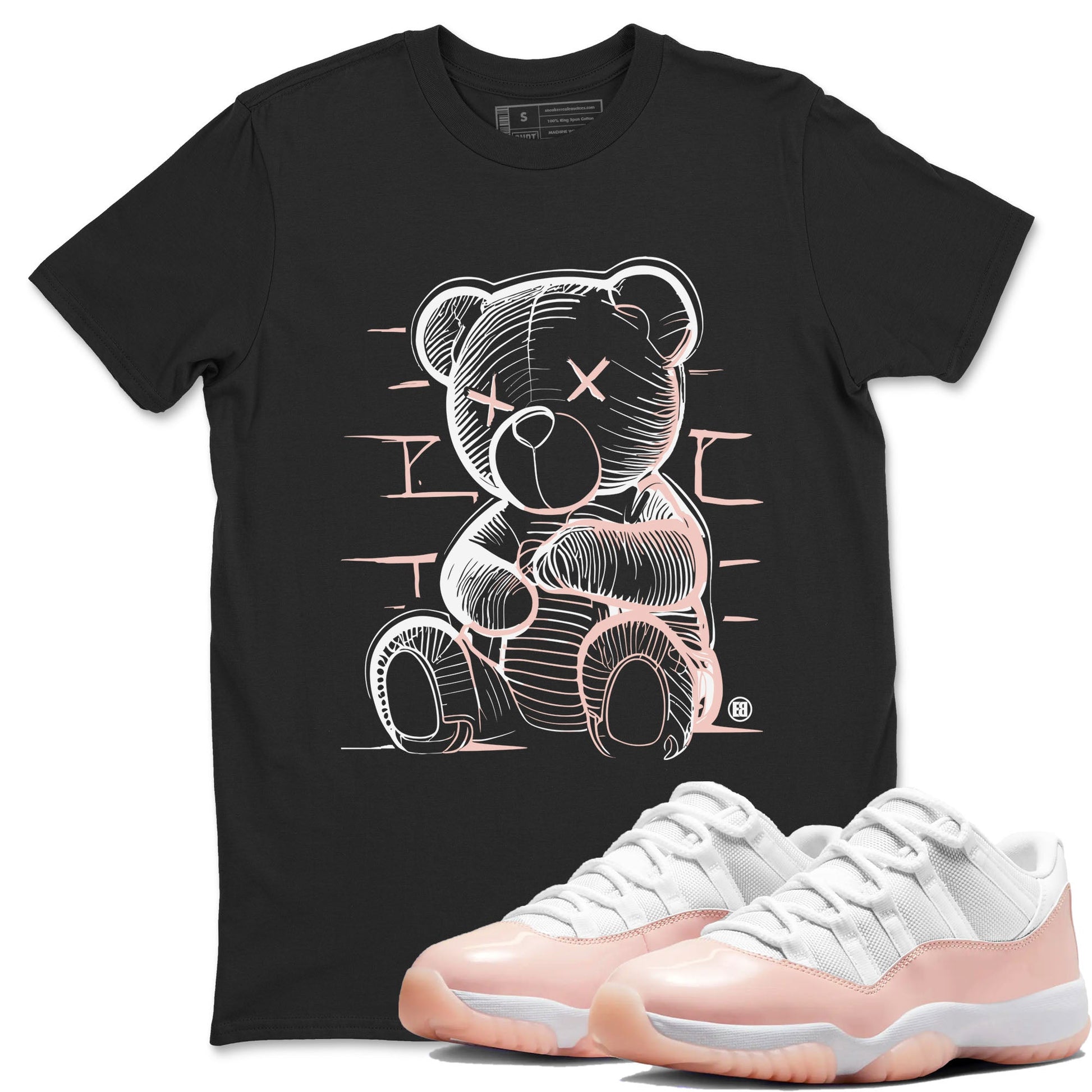 11s Legend Pink shirts to match jordans Neon Bear sneaker match tees Air Jordan 11 Legend Pink SNRT Sneaker Tees streetwear brand Black 1 unisex cotton tee