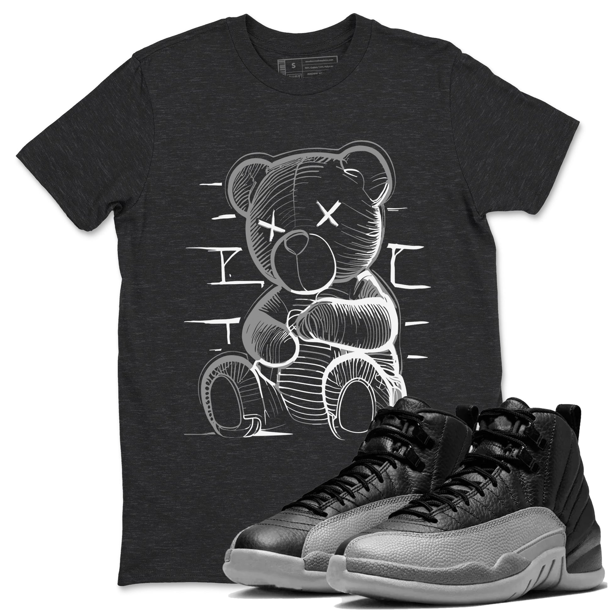 12s Black Wolf Grey shirts to match jordans Neon Bear sneaker match tees Air Jordan 12 Barons SNRT Sneaker Release Tees unisex cotton Charcoal Heather 1 crew neck shirts