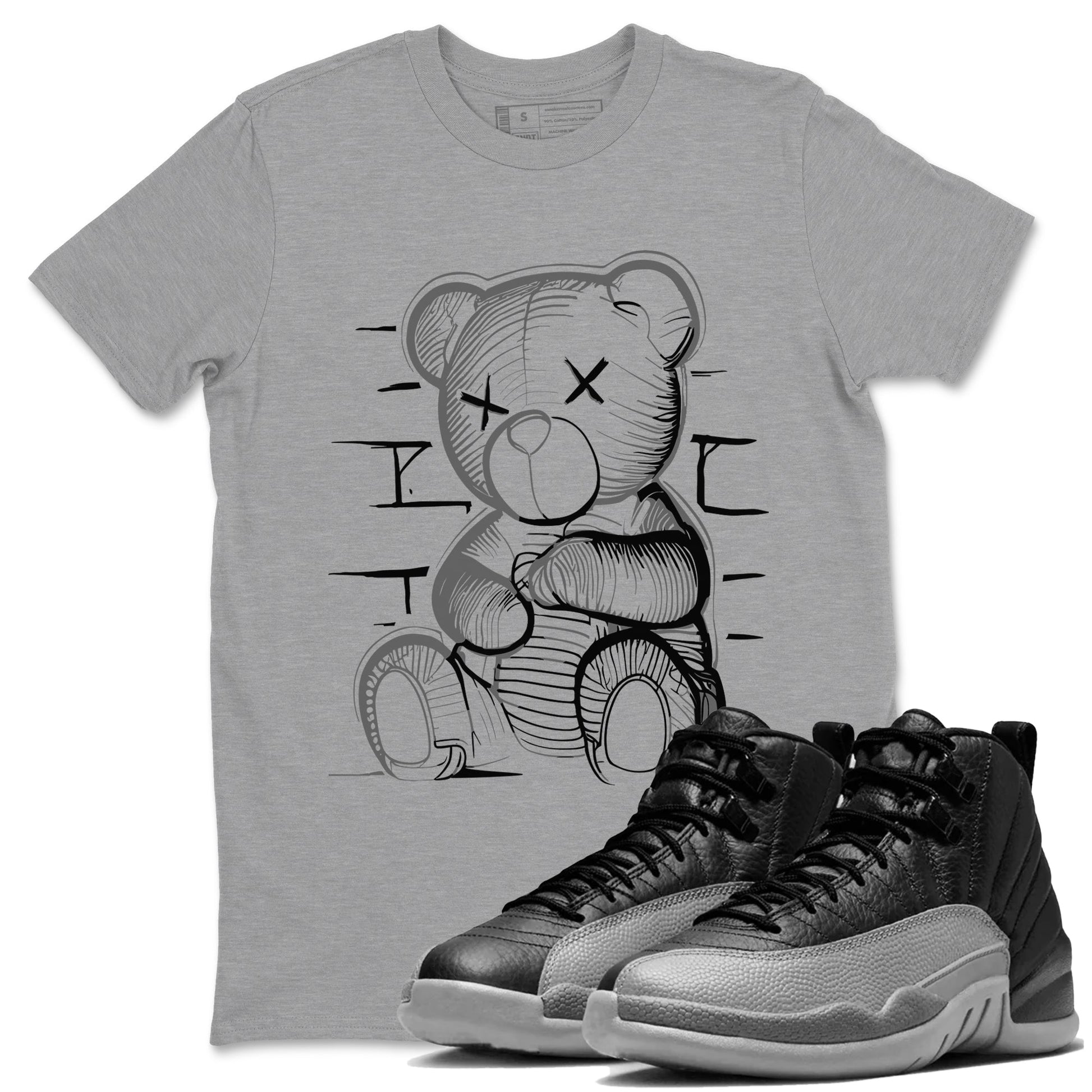 12s Black Wolf Grey shirts to match jordans Neon Bear sneaker match tees Air Jordan 12 Barons SNRT Sneaker Release Tees unisex cotton Heather Grey 1 crew neck shirts