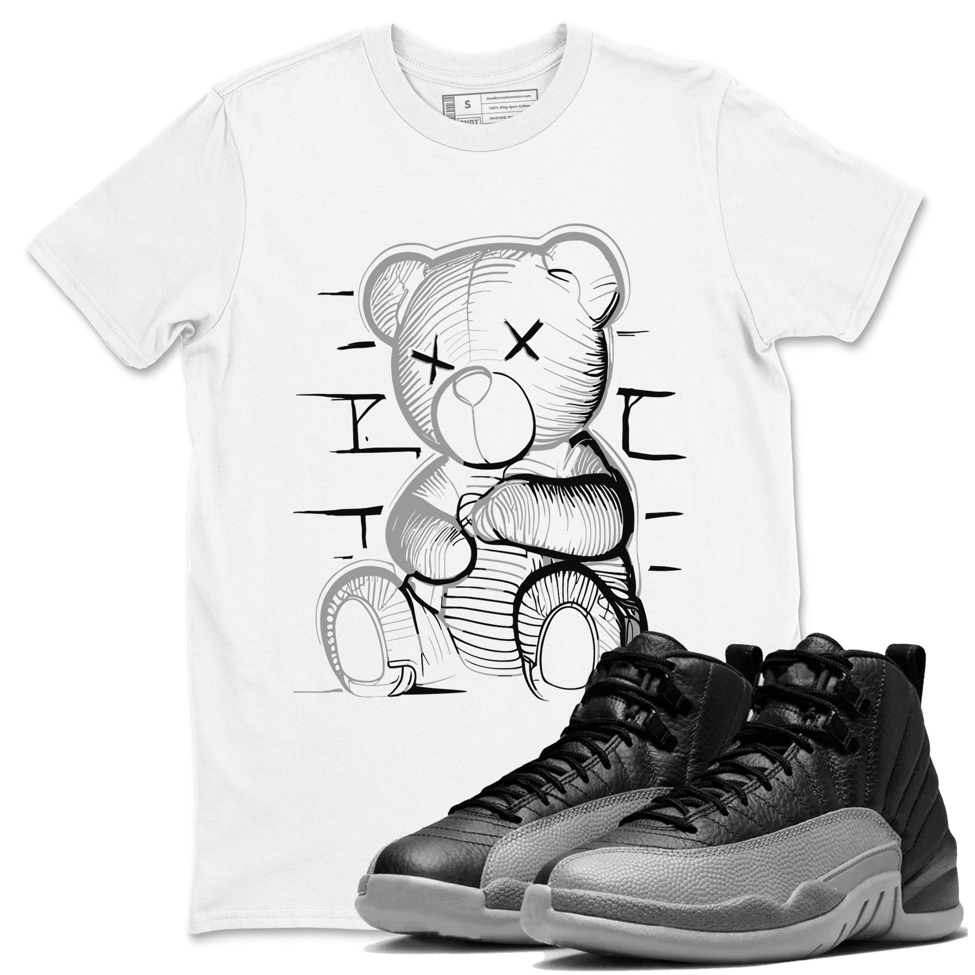 12s Black Wolf Grey shirts to match jordans Neon Bear sneaker match tees Air Jordan 12 Barons SNRT Sneaker Release Tees unisex cotton White 1 crew neck shirts