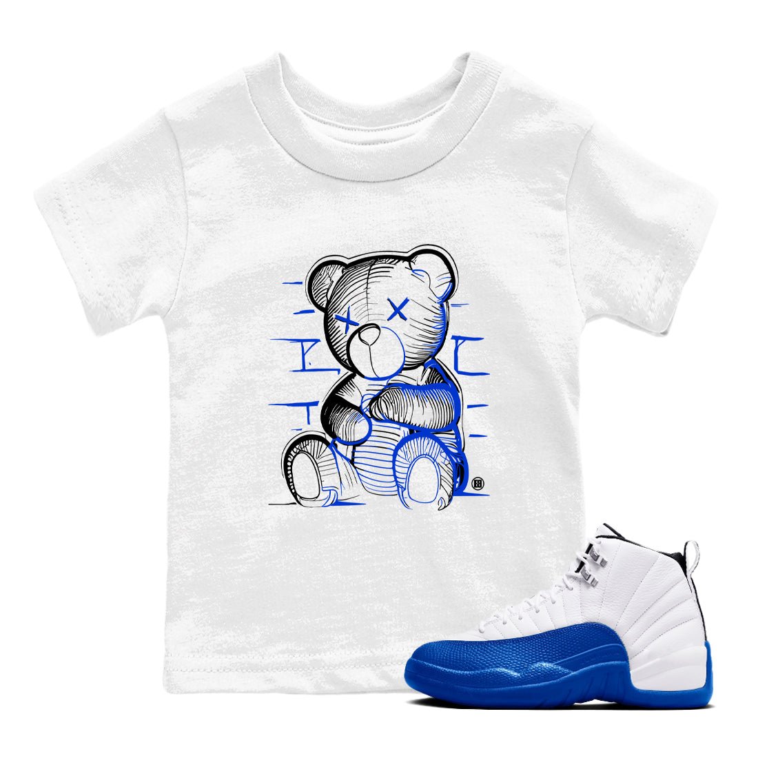 12s Blueberry shirts to match jordans Neon Bear sneaker match tees Air Jordan 12 Blueberry SNRT Sneaker Tees streetwear brand Baby and Youth White 1 cotton tee