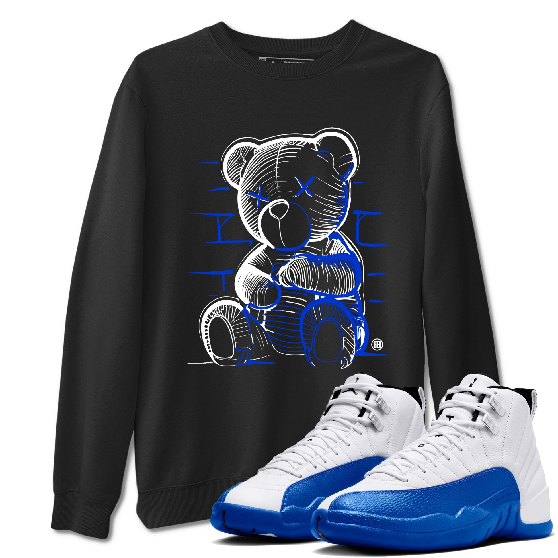 12s Blueberry shirts to match jordans Neon Bear sneaker match tees Air Jordan 12 Blueberry SNRT Sneaker Tees streetwear brand Black 1 unisex cotton tee