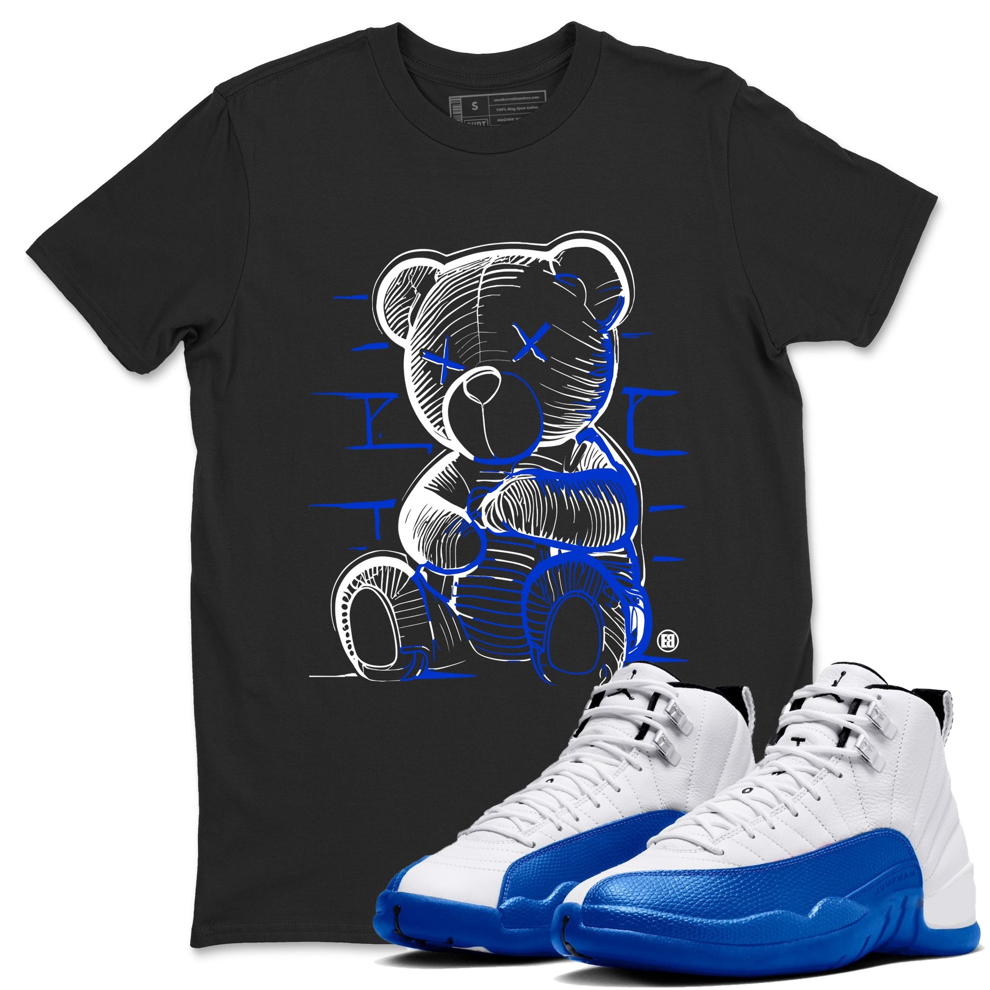 12s Blueberry shirts to match jordans Neon Bear sneaker match tees Air Jordan 12 Blueberry SNRT Sneaker Tees streetwear brand Black 1 unisex cotton tee