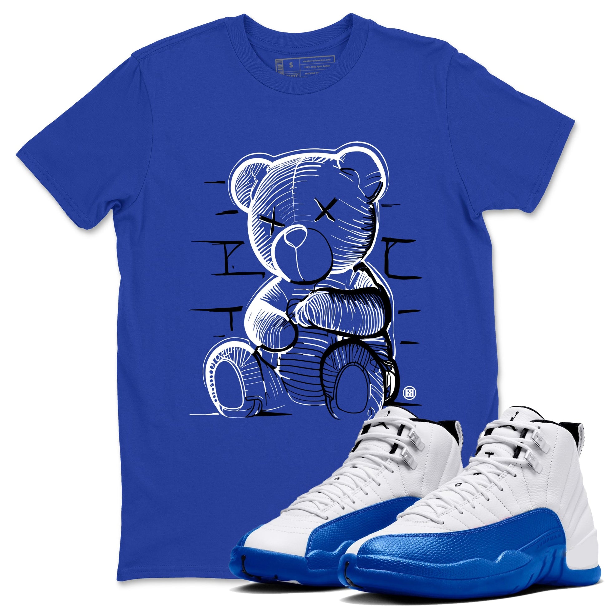 12s Blueberry shirts to match jordans Neon Bear sneaker match tees Air Jordan 12 Blueberry SNRT Sneaker Tees streetwear brand Royal Blue 1 unisex cotton tee
