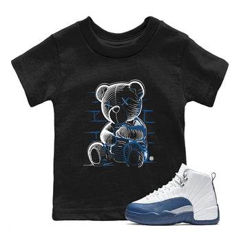 Sneaker match tees – Sneaker Tees To Match Air Jordan 12 French Blue Shoes – Neon Bear Kids T-Shirt Black 1