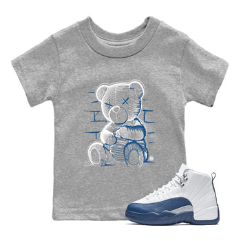 Sneaker match tees – Sneaker Tees To Match Air Jordan 12 French Blue Shoes – Neon Bear Kids T-Shirt Heather Grey 1