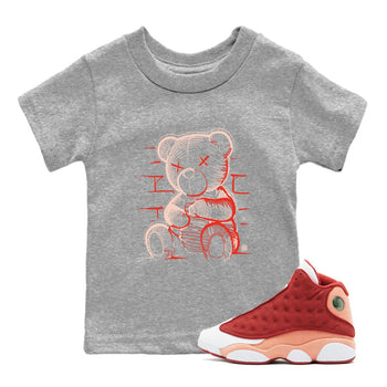 13s Dune Red shirts to match jordans Neon Bear sneaker match tees Air Jordan 13 Dune Red SNRT Sneaker Tees streetwear brand Baby and Youth Heather Grey 1 cotton tee