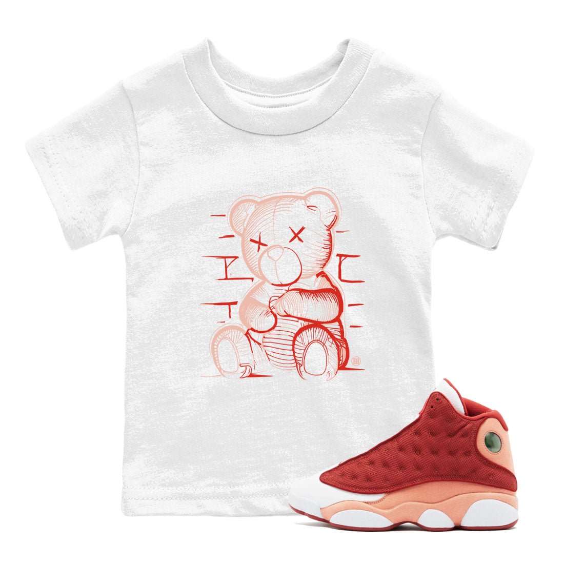 13s Dune Red shirts to match jordans Neon Bear sneaker match tees Air Jordan 13 Dune Red SNRT Sneaker Tees streetwear brand Baby and Youth White 1 cotton tee