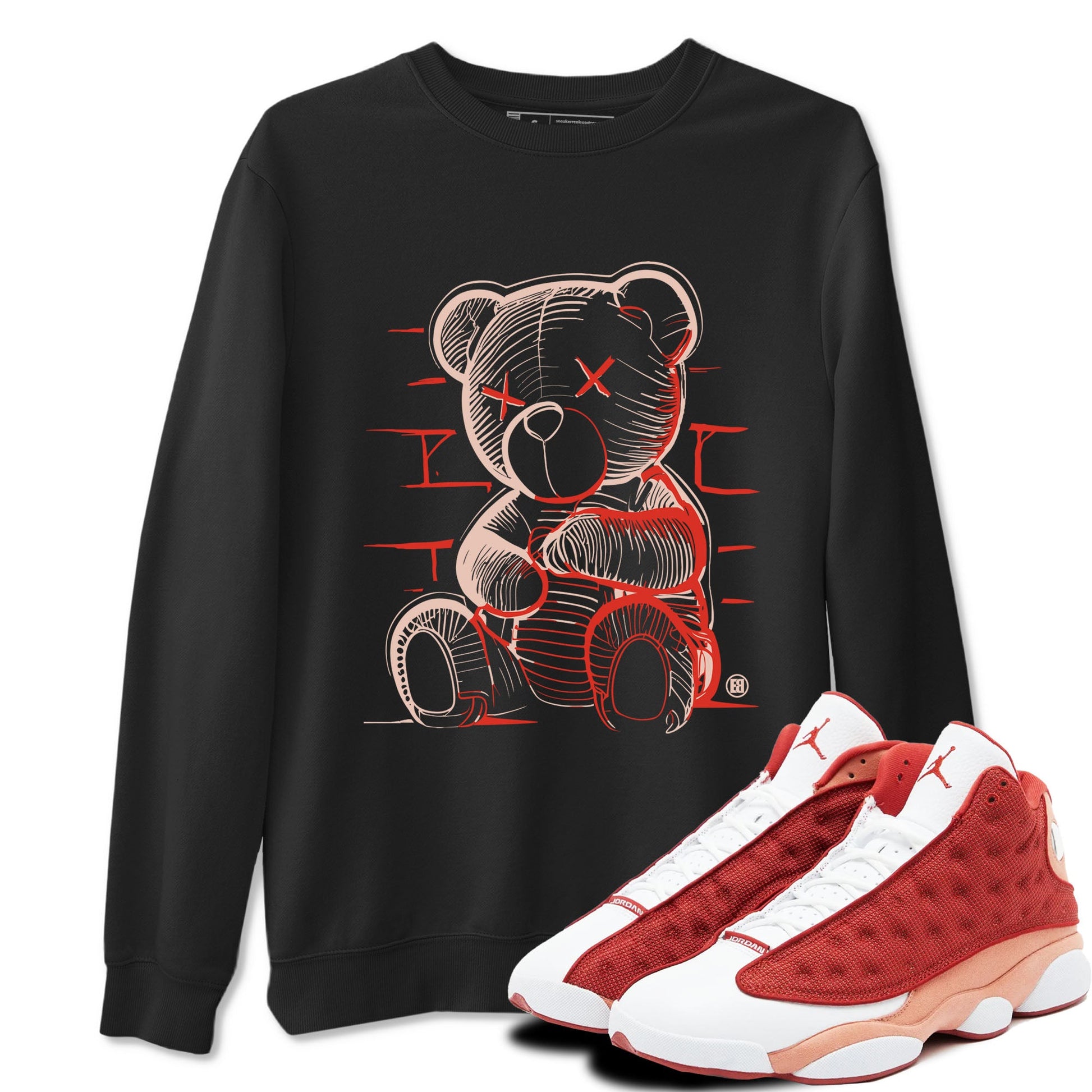 13s Dune Red shirts to match jordans Neon Bear sneaker match tees Air Jordan 13 Dune Red SNRT Sneaker Tees streetwear brand Black 1 unisex cotton tee