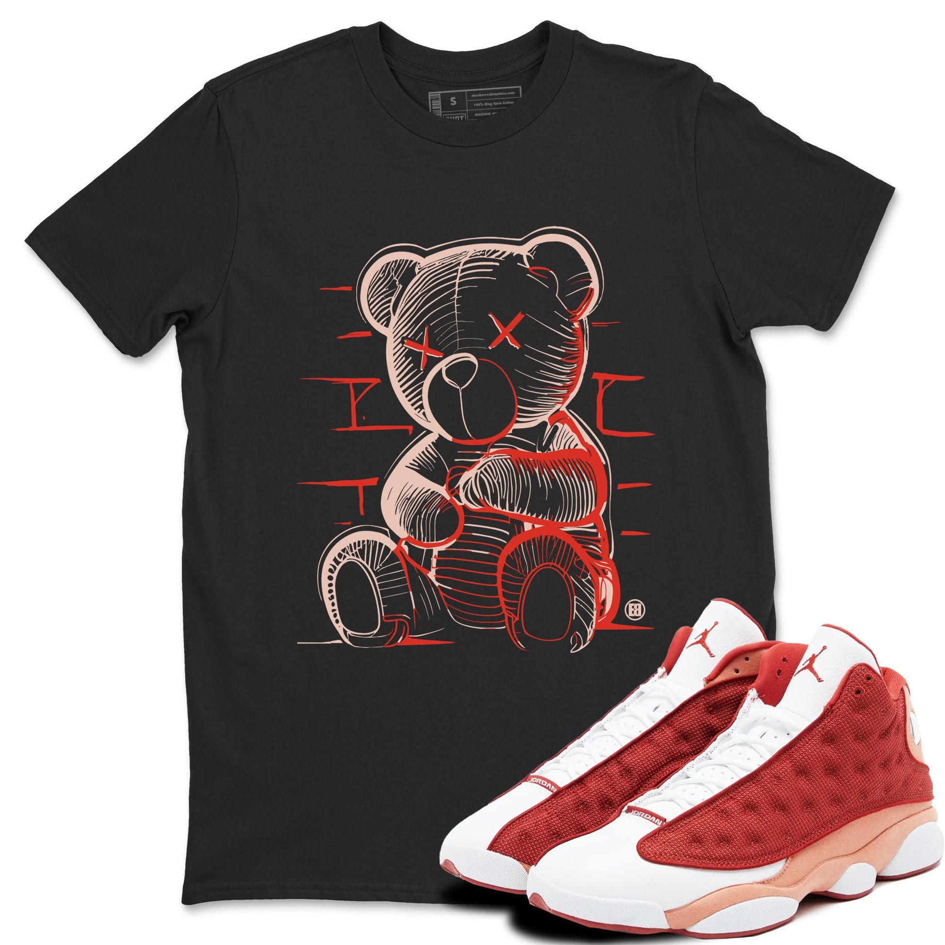 13s Dune Red shirts to match jordans Neon Bear sneaker match tees Air Jordan 13 Dune Red SNRT Sneaker Tees streetwear brand Black 1 unisex cotton tee