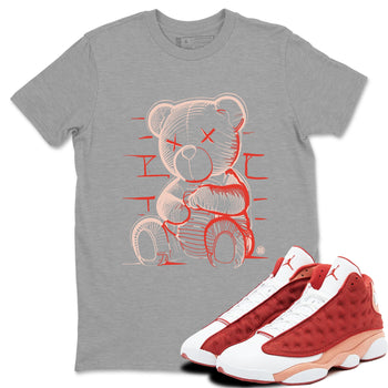 13s Dune Red shirts to match jordans Neon Bear sneaker match tees Air Jordan 13 Dune Red SNRT Sneaker Tees streetwear brand Heather Grey 1 unisex cotton tee