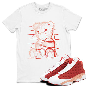 13s Dune Red shirts to match jordans Neon Bear sneaker match tees Air Jordan 13 Dune Red SNRT Sneaker Tees streetwear brand White 1 unisex cotton tee
