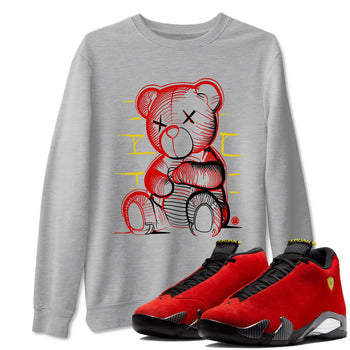 Neon Bear sneaker match t-shirt styled to complete your fit with the Air Jordan 14 Challenge Red sneakers, graphic shirts in Heather Grey 1.