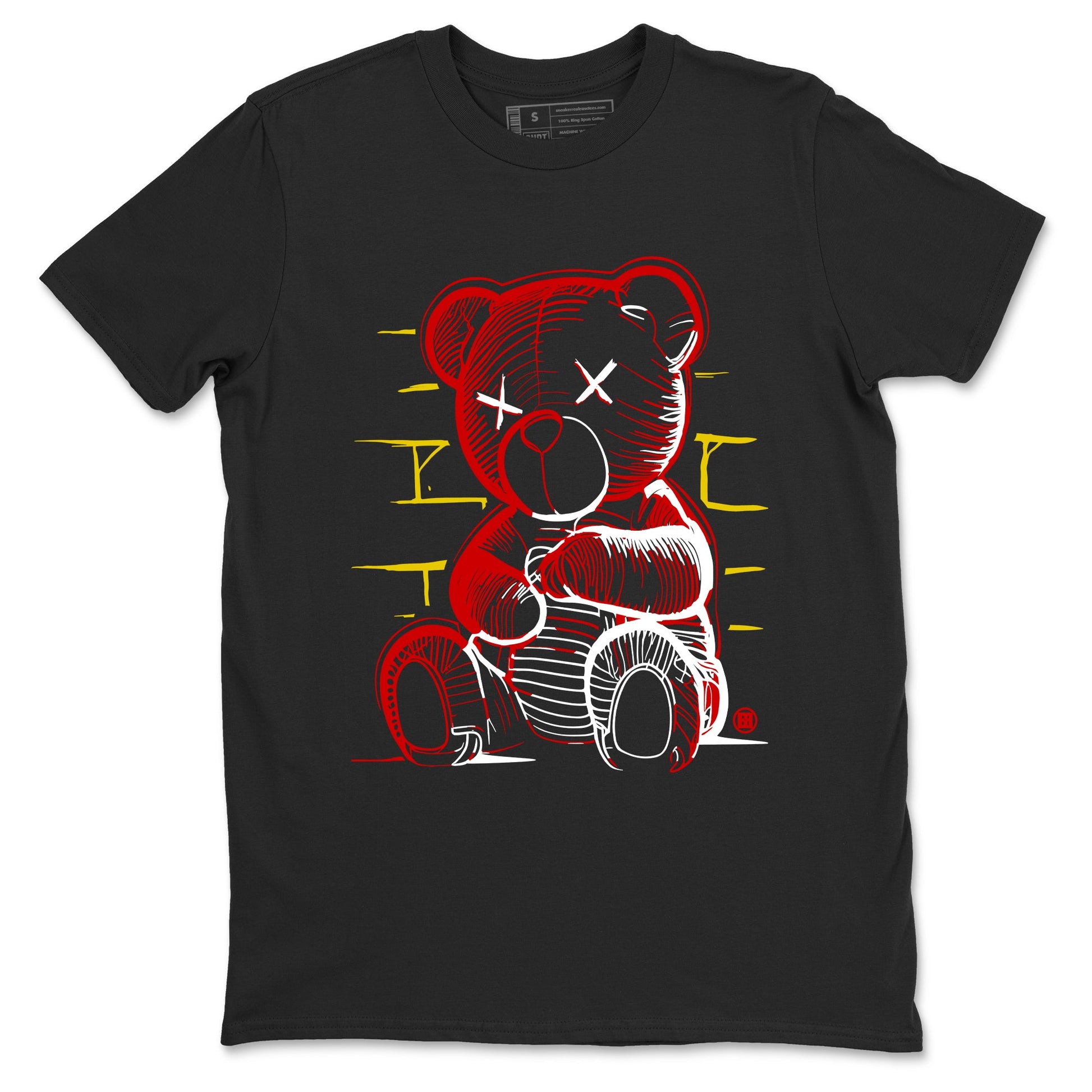 Neon Bear sneaker match t-shirt styled to complete your fit with the Air Jordan 14 Challenge Red sneakers, graphic shirts in Black 2.