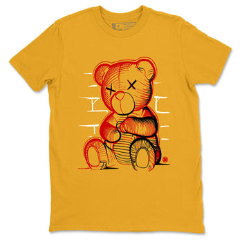 Neon Bear sneaker match t-shirt styled to complete your fit with the Air Jordan 14 Challenge Red sneakers, graphic shirts in Gold 2.