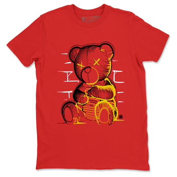 Neon Bear sneaker match t-shirt styled to complete your fit with the Air Jordan 14 Challenge Red sneakers, graphic shirts in Red 2.