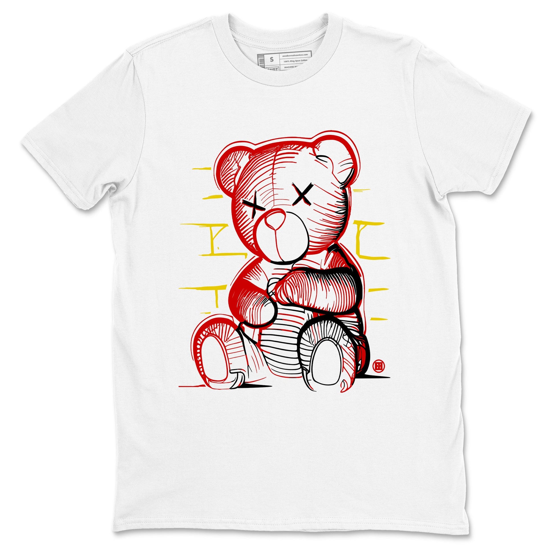 Neon Bear sneaker match t-shirt styled to complete your fit with the Air Jordan 14 Challenge Red sneakers, graphic shirts in White 2.