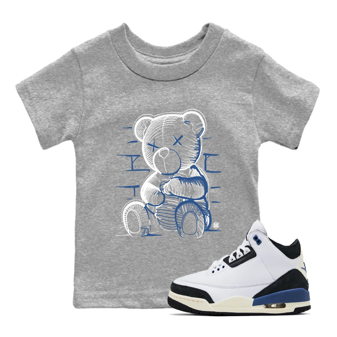 A Ma Maniere Air Jordan 3 Diffused Blue shirts to match jordans Neon Bear graphic tee Jordan 3 For The Love best t-shirts to wear with jordans SNRT Sneaker Tees Youth Baby Heather Grey 1 tee