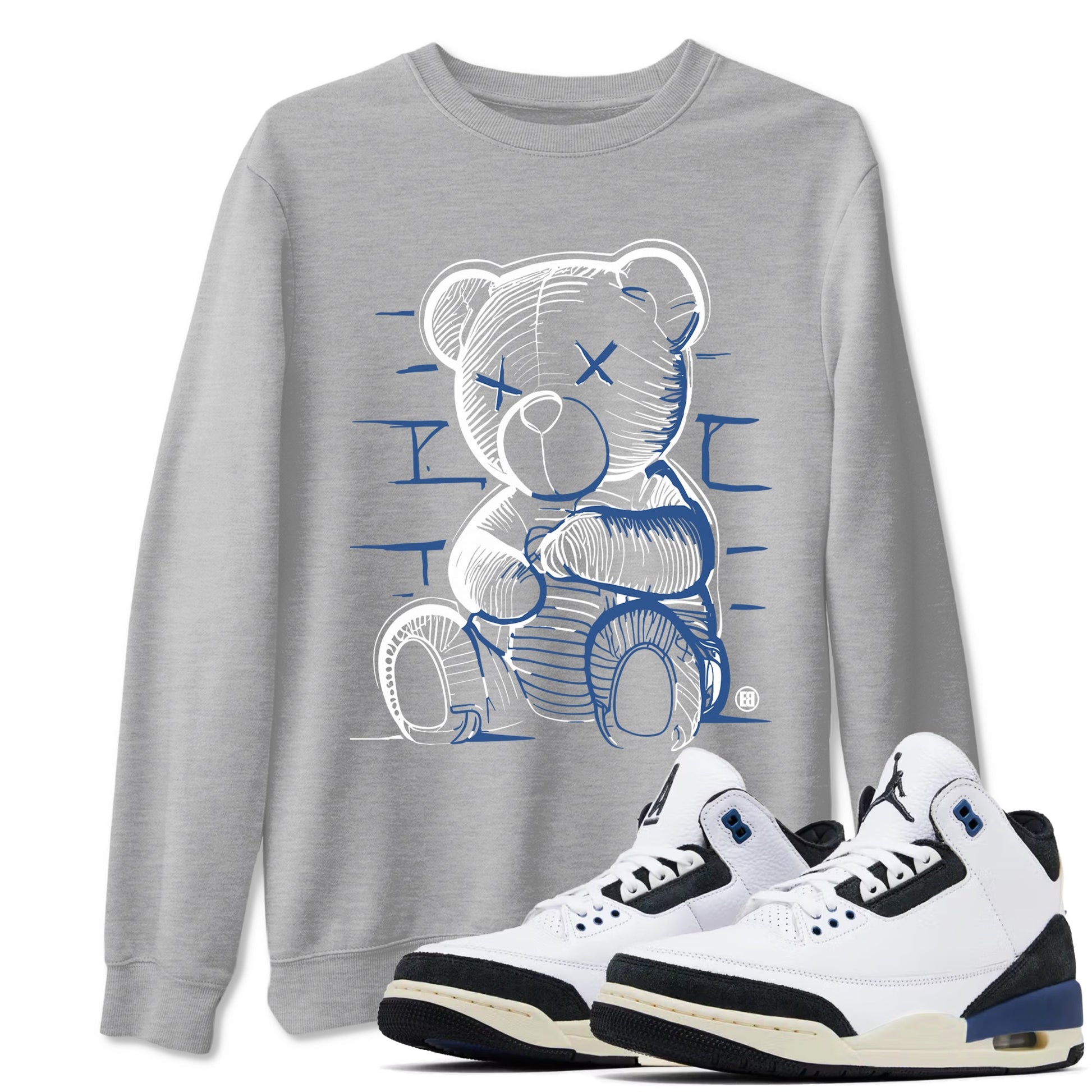 A Ma Maniere Air Jordan 3 Diffused Blue shirts to match jordans Neon Bear graphic tee Jordan 3 For The Love best t-shirts to wear with jordans SNRT Sneaker Tees unisex cotton Heather Grey 1 shirts