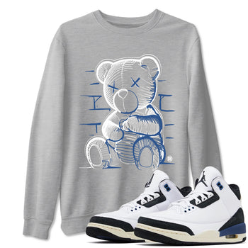 A Ma Maniere Air Jordan 3 Diffused Blue shirts to match jordans Neon Bear graphic tee Jordan 3 For The Love best t-shirts to wear with jordans SNRT Sneaker Tees unisex cotton Heather Grey 1 shirts