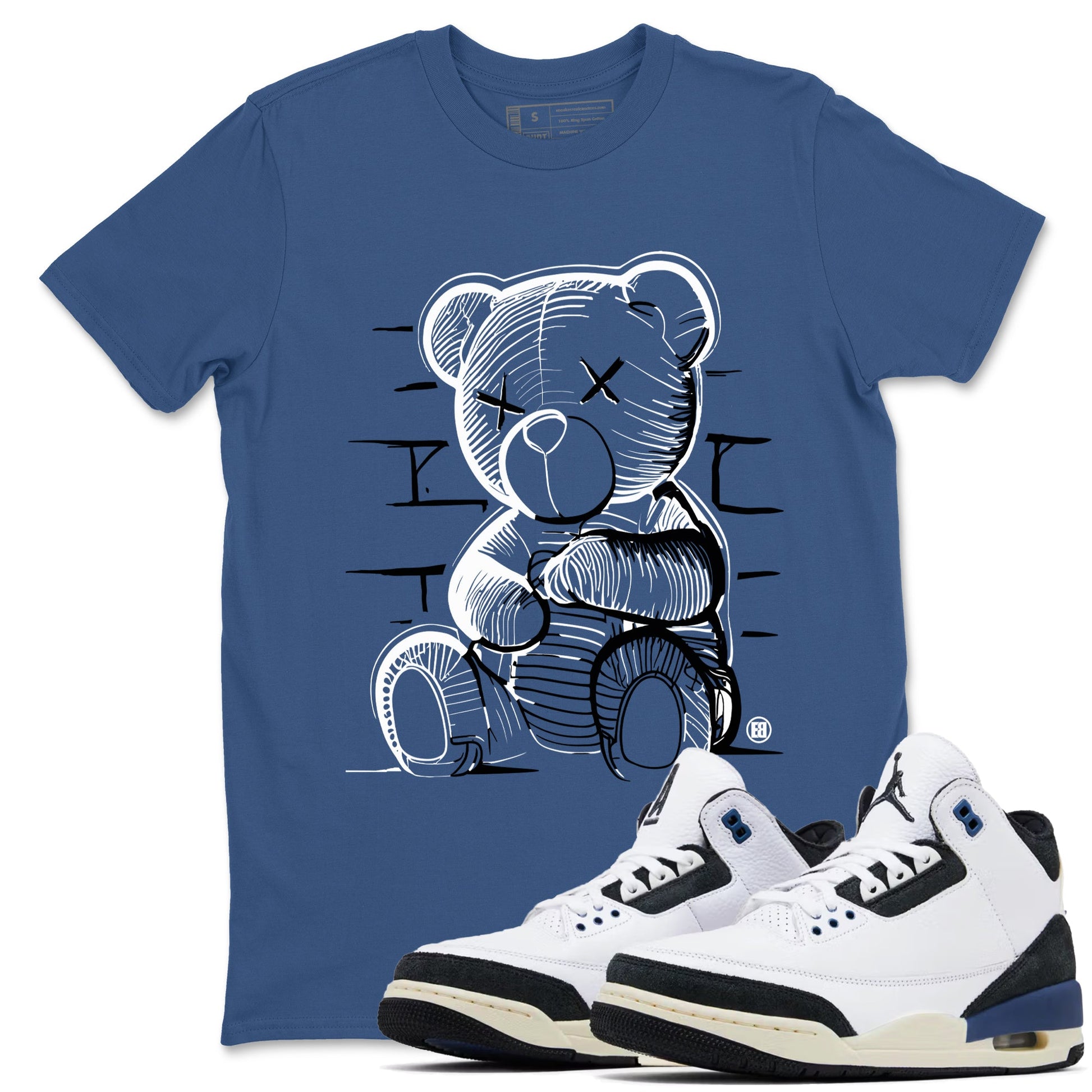 A Ma Maniere Air Jordan 3 Diffused Blue shirts to match jordans Neon Bear graphic tee Jordan 3 For The Love best t-shirts to wear with jordans SNRT Sneaker Tees unisex cotton Denim Blue 1 shirts