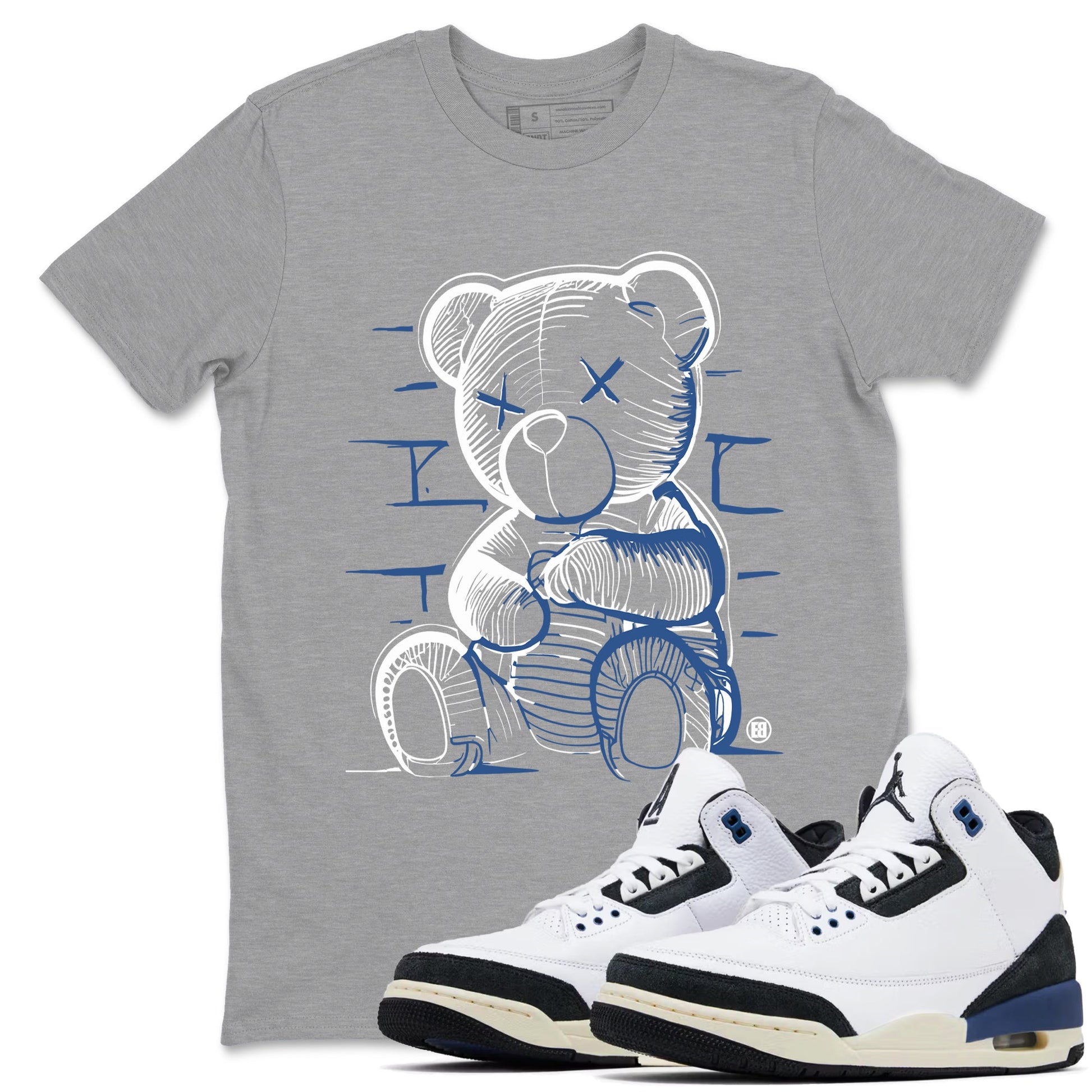 A Ma Maniere Air Jordan 3 Diffused Blue shirts to match jordans Neon Bear graphic tee Jordan 3 For The Love best t-shirts to wear with jordans SNRT Sneaker Tees unisex cotton Heather Grey 1 shirts