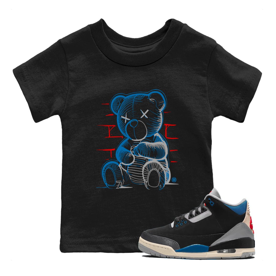 AJ3 Rare Air Graphic shirts Neon Bear shirts Air Jordan 3 Rare Air best t-shirts to wear with jordans SNRT Sneaker Tees Youth Baby Black 1 tee