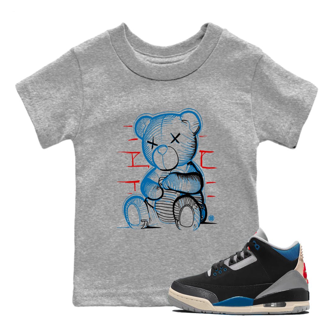 AJ3 Rare Air Graphic shirts Neon Bear shirts Air Jordan 3 Rare Air best t-shirts to wear with jordans SNRT Sneaker Tees Youth Baby Heather Grey 1 tee