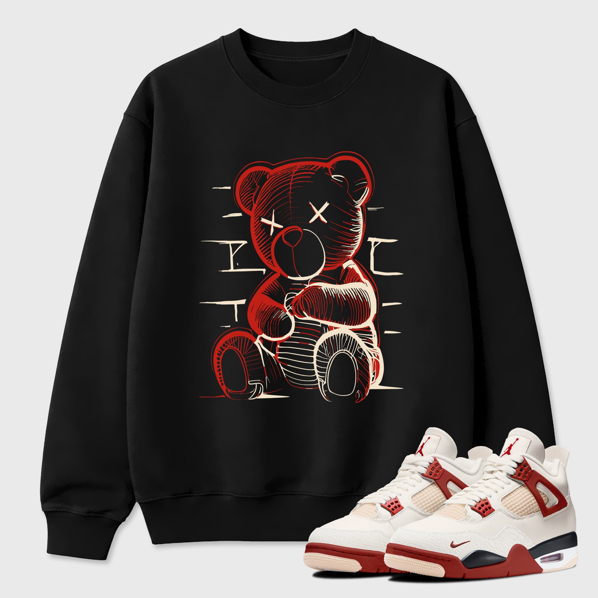 Neon Bear Graphic T-Shirt sneaker match tee designed for the Air Jordan 4 Brick After Brick, featuring coordinated color options for a perfect streetwear match. Black 1 shirt.