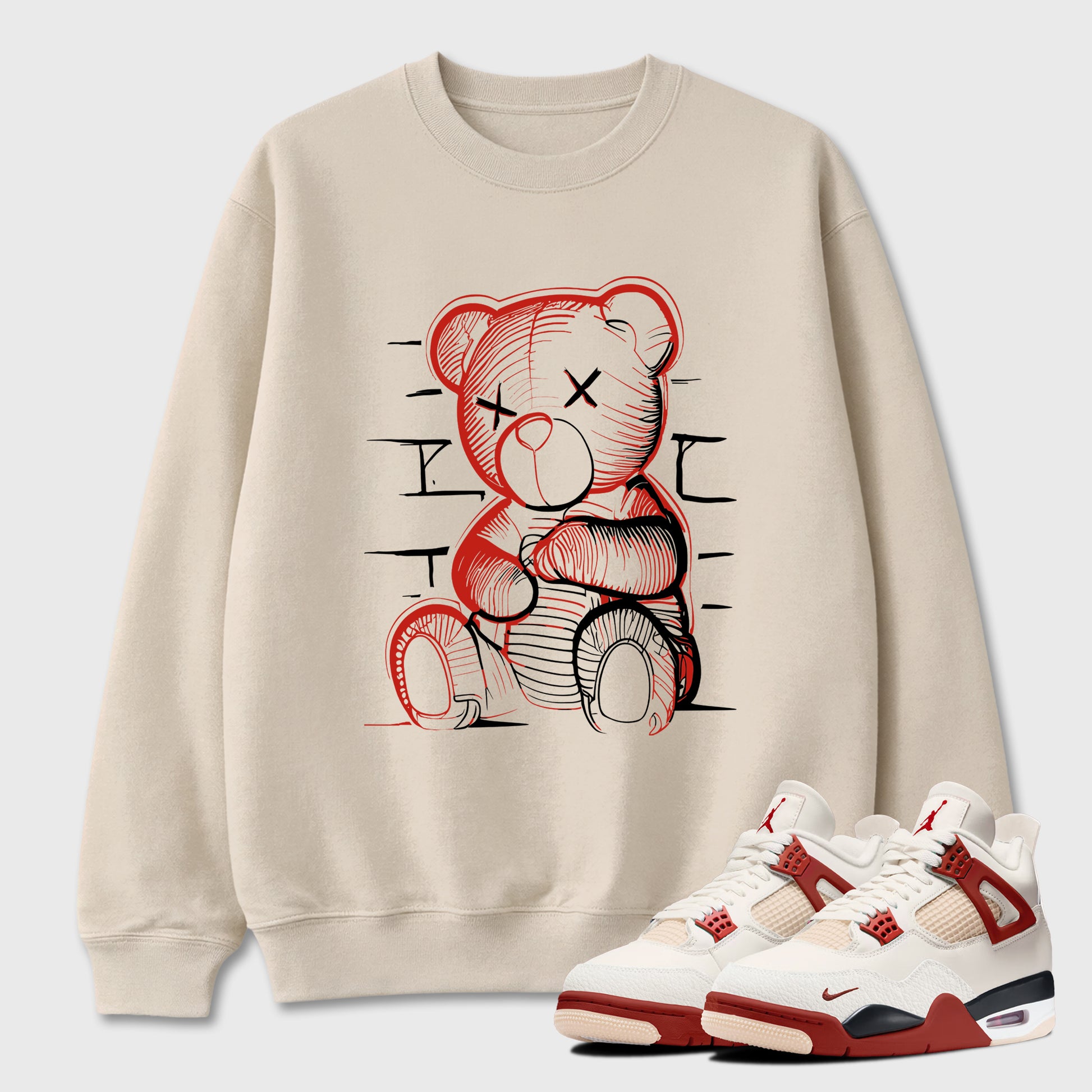Neon Bear Graphic T-Shirt sneaker match tee designed for the Air Jordan 4 Brick After Brick, featuring coordinated color options for a perfect streetwear match. Natural 1 shirt.