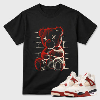 Neon Bear Graphic T-Shirt sneaker match tee designed for the Air Jordan 4 Brick After Brick, featuring coordinated color options for a perfect streetwear match. Black 1 shirt.