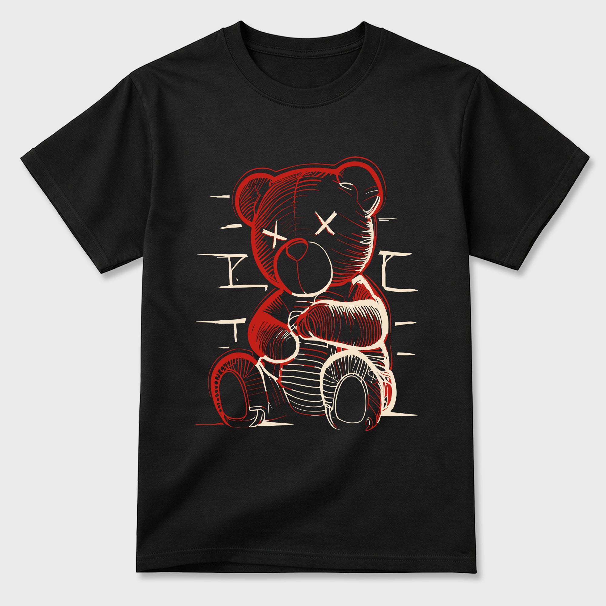 Neon Bear Graphic T-Shirt sneaker match tee designed for the Air Jordan 4 Brick After Brick, featuring coordinated color options for a perfect streetwear match. Black 2 shirt.