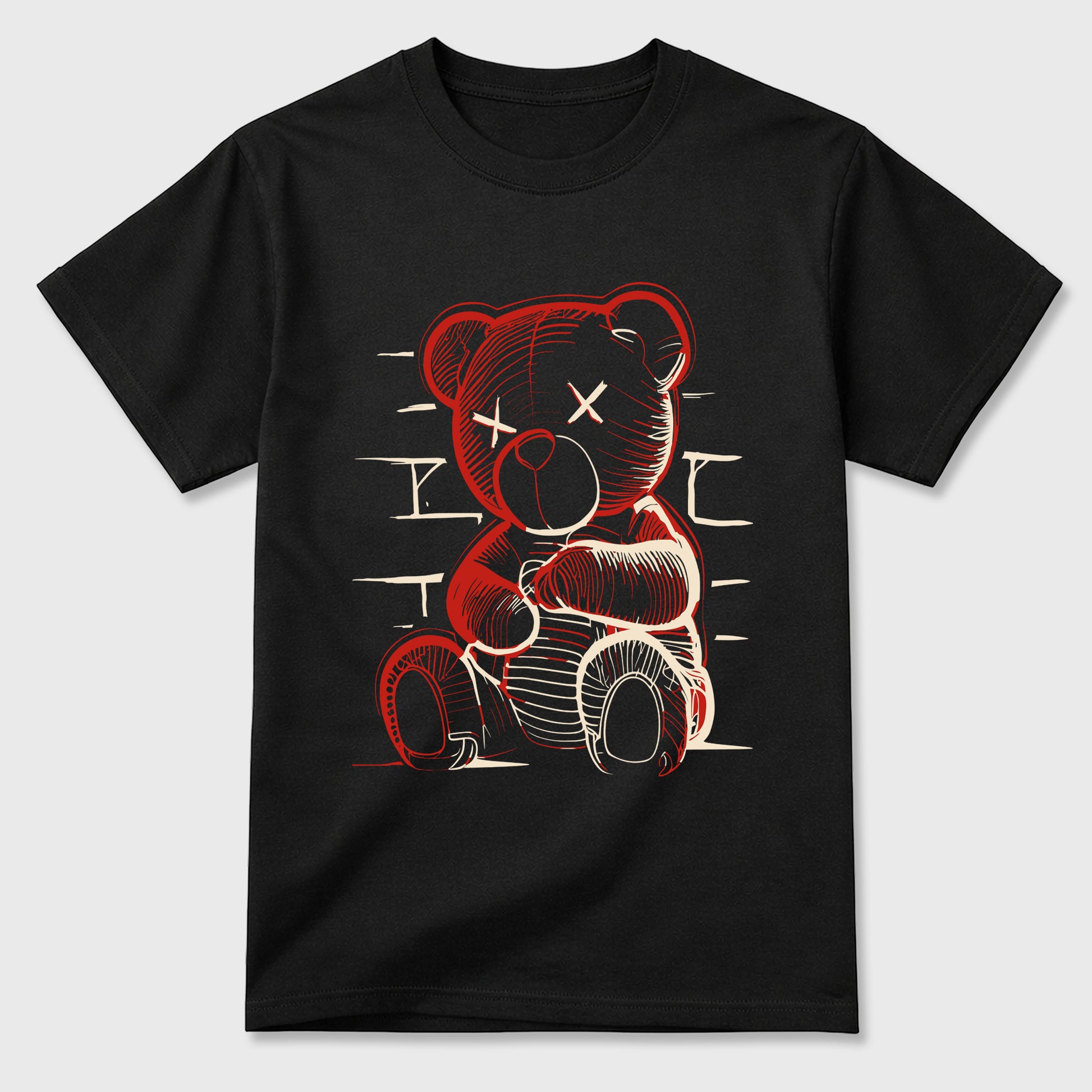 Neon Bear Graphic T-Shirt sneaker match tee designed for the Air Jordan 4 Brick After Brick, featuring coordinated color options for a perfect streetwear match. Black 2 shirt.