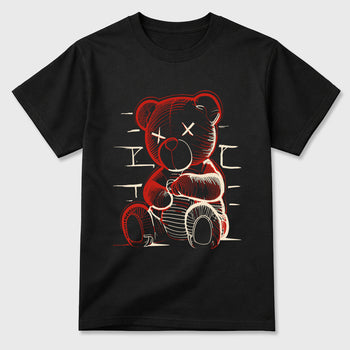 Neon Bear Graphic T-Shirt sneaker match tee designed for the Air Jordan 4 Brick After Brick, featuring coordinated color options for a perfect streetwear match. Black 2 shirt.