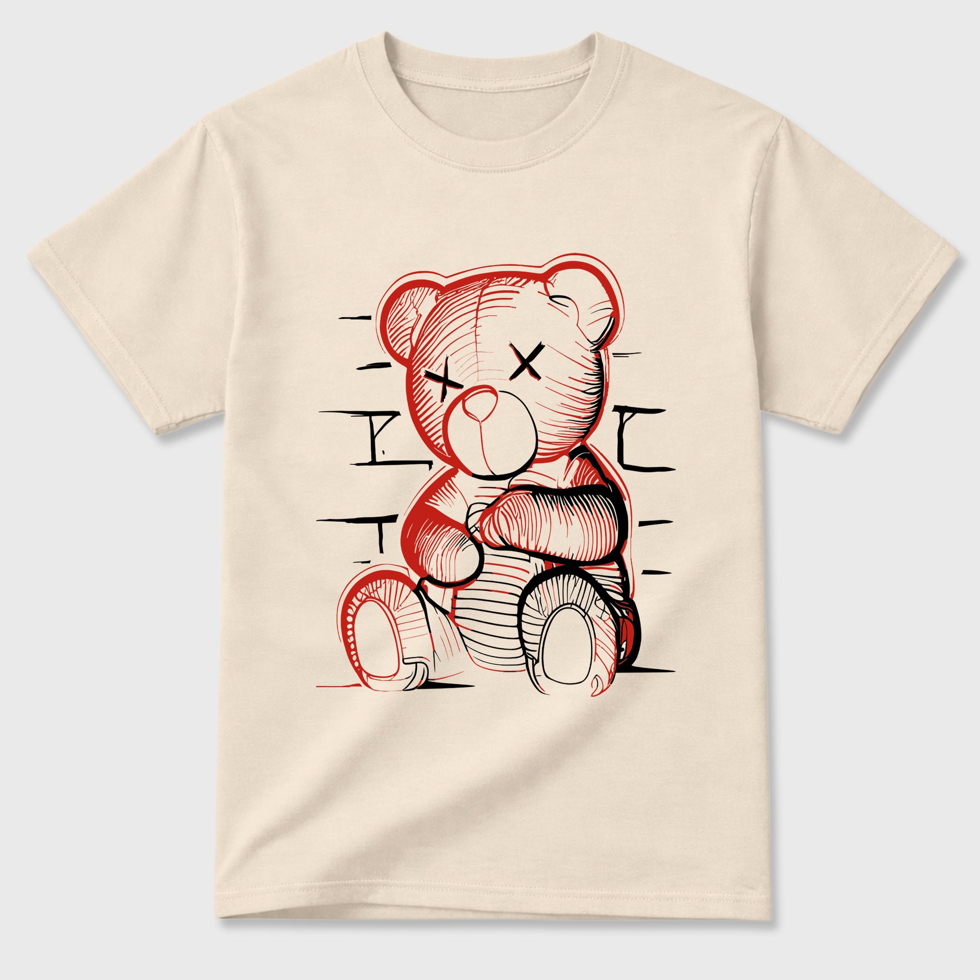 Neon Bear Graphic T-Shirt sneaker match tee designed for the Air Jordan 4 Brick After Brick, featuring coordinated color options for a perfect streetwear match. Natural 2 shirt.