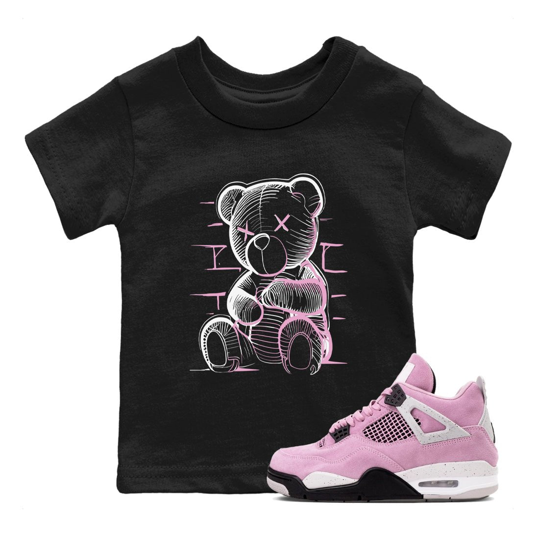 4s Retro Orchid shirts to match jordans Neon Bear sneaker match tees Air Jordan 4 WMNS Orchid match shoes to clothes SNRT Sneaker Tees Youth Baby Black 1 tee