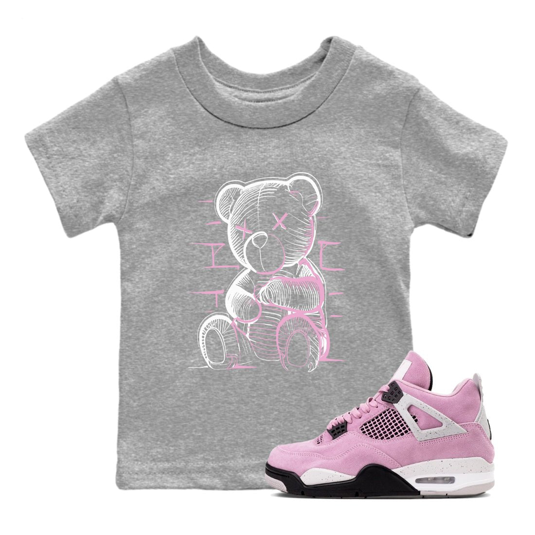 4s Retro Orchid shirts to match jordans Neon Bear sneaker match tees Air Jordan 4 WMNS Orchid match shoes to clothes SNRT Sneaker Tees Youth Baby Heather Grey 1 tee