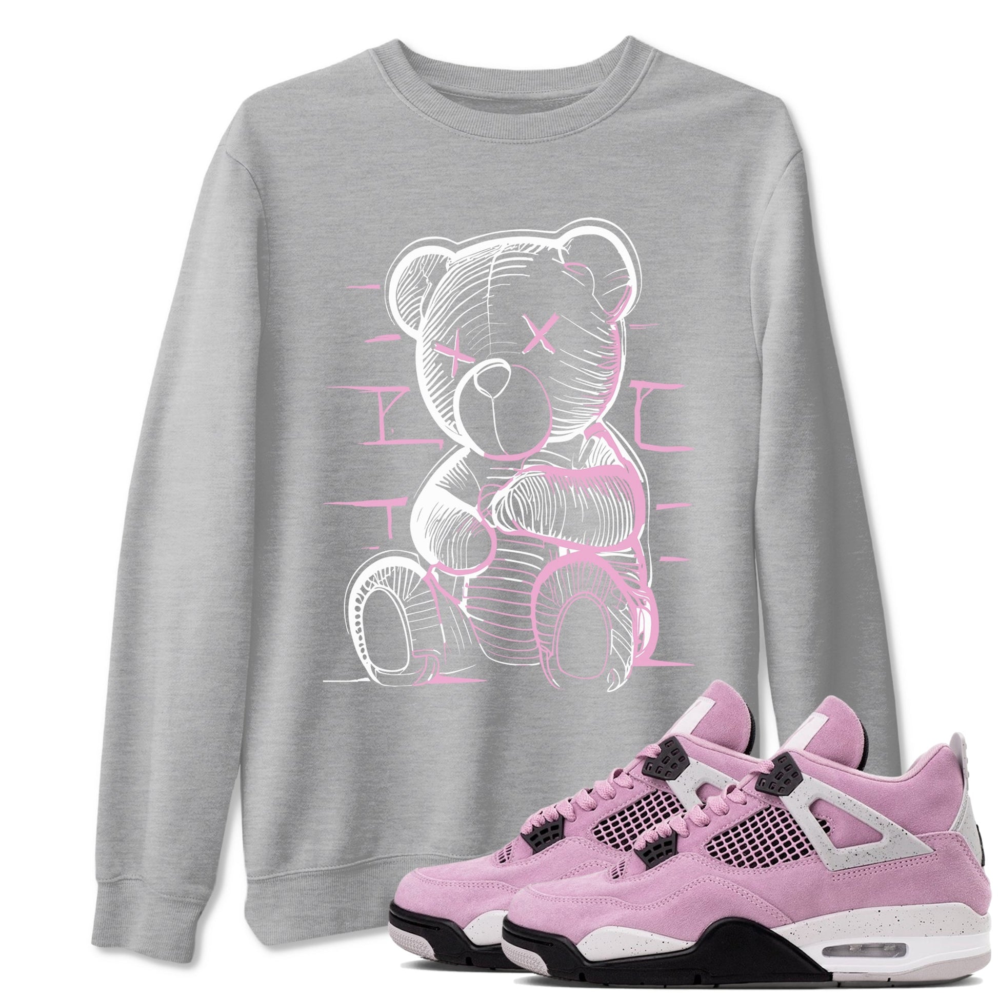 4s Retro Orchid shirts to match jordans Neon Bear sneaker match tees Air Jordan 4 WMNS Orchid match shoes to clothes SNRT Sneaker Tees unisex cotton Heather Grey 1 shirts