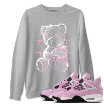 4s Retro Orchid shirts to match jordans Neon Bear sneaker match tees Air Jordan 4 WMNS Orchid match shoes to clothes SNRT Sneaker Tees unisex cotton Heather Grey 1 shirts